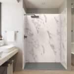 marble design shower base with graphite shower base